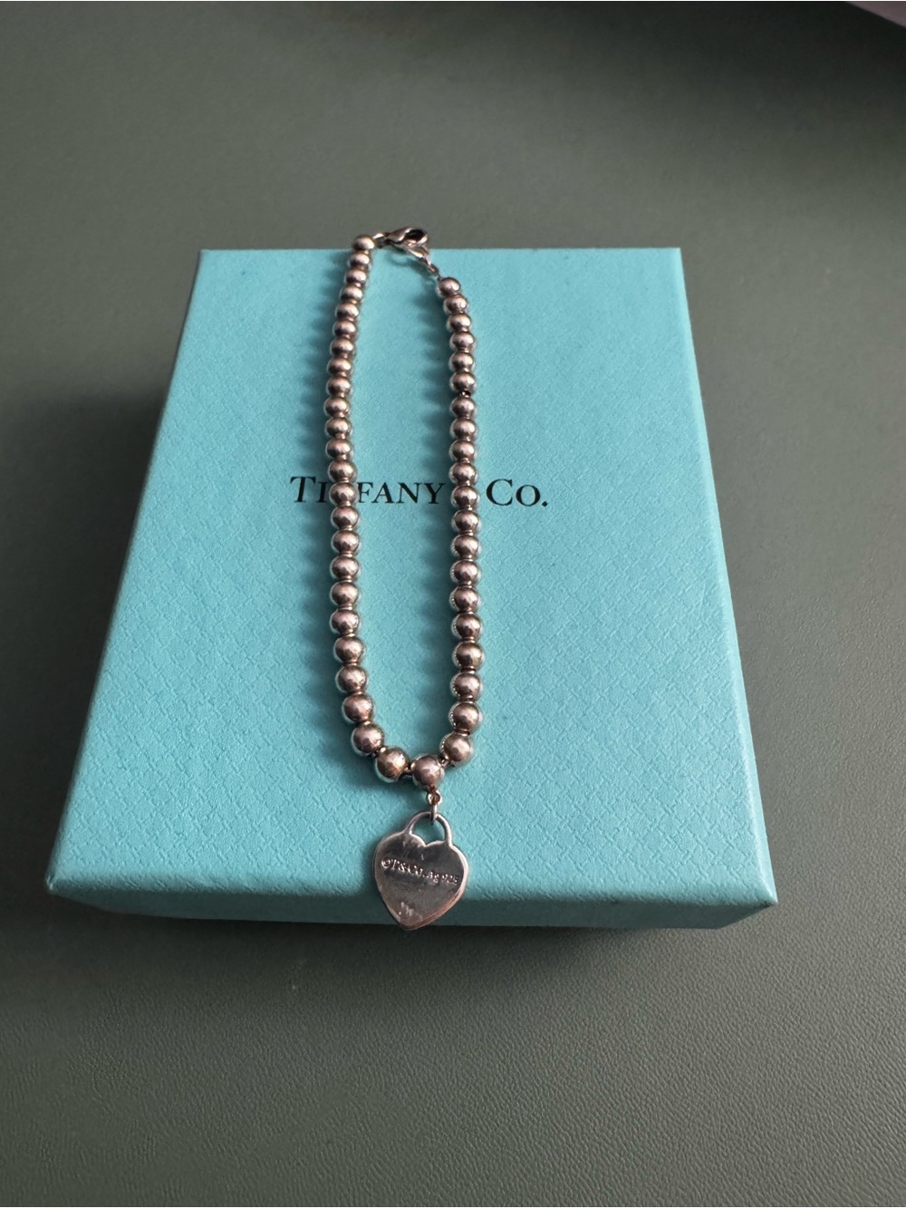 Tiffany & Co. Sterling Silver Bead Necklace with Heart Tag - Silver - Picture 5 of 5